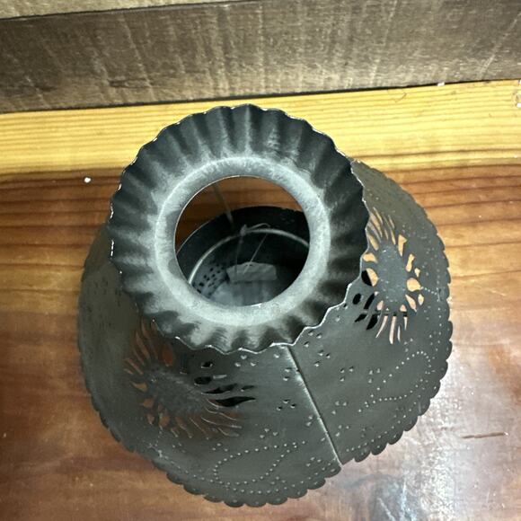 2 pc Punched Tin Sunflower Candle Holder Lamp Luminary Rustic Decor Farmhouse 9" - Picture 5 of 8